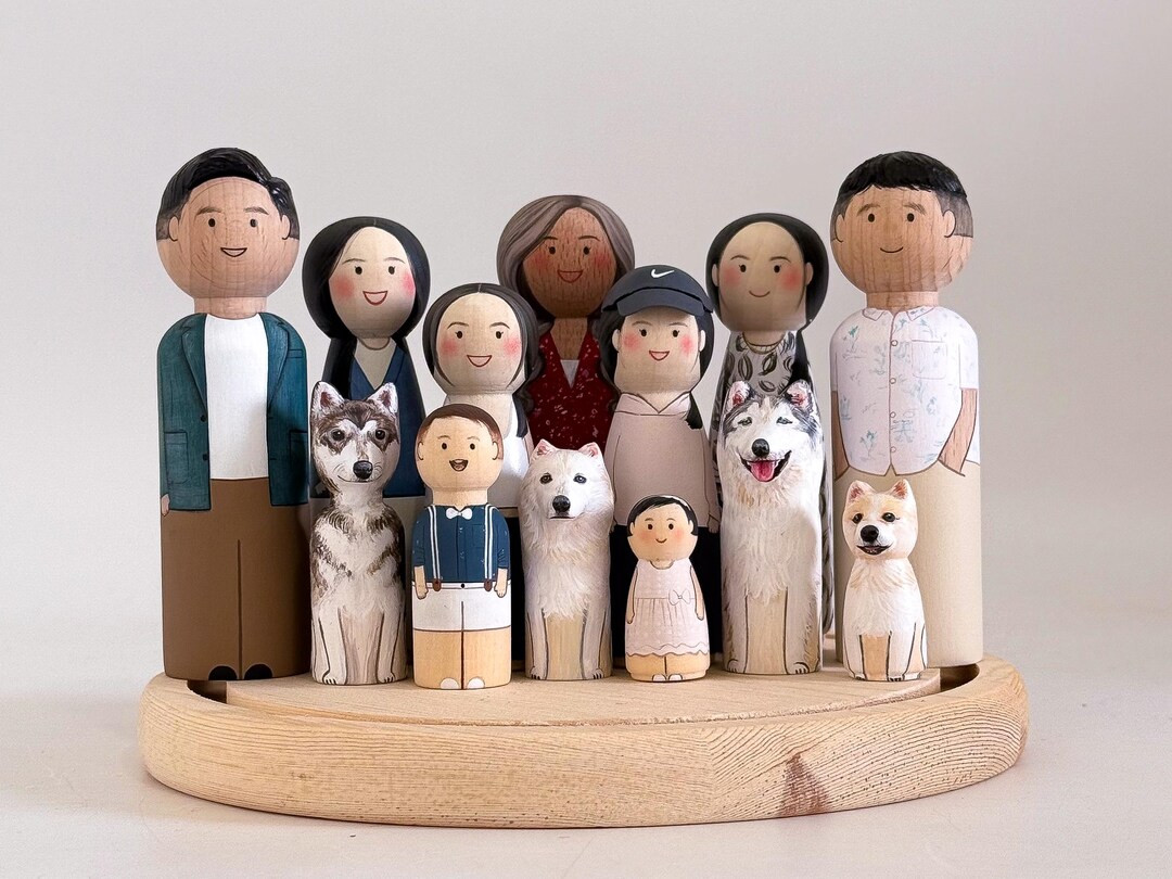 Custom Family Peg Dolls, Personalized Wood Figurines - Etsy | Etsy (US)