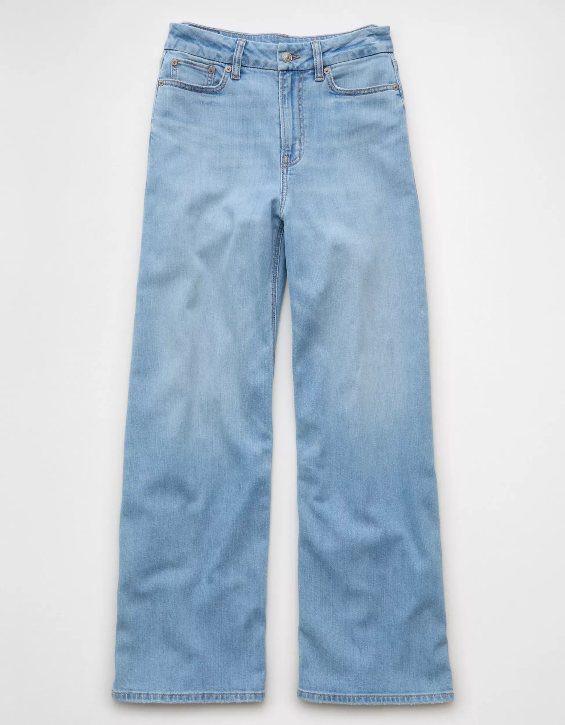 AE Dreamy Drape Stretch Curvy Super High-Waisted Baggy Wide-Leg Jean | American Eagle Outfitters (US & CA)