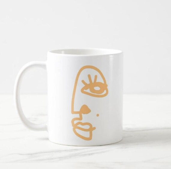 Abstract face modern portrait | coffee mug tea cup | unique handmade 11oz kitchenware home | Etsy (US)