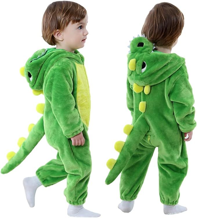 Toddler Infant Dinosaur Costume Flannel Hooded Onesies Soft Animal Romper Outfits Gift | Amazon (US)