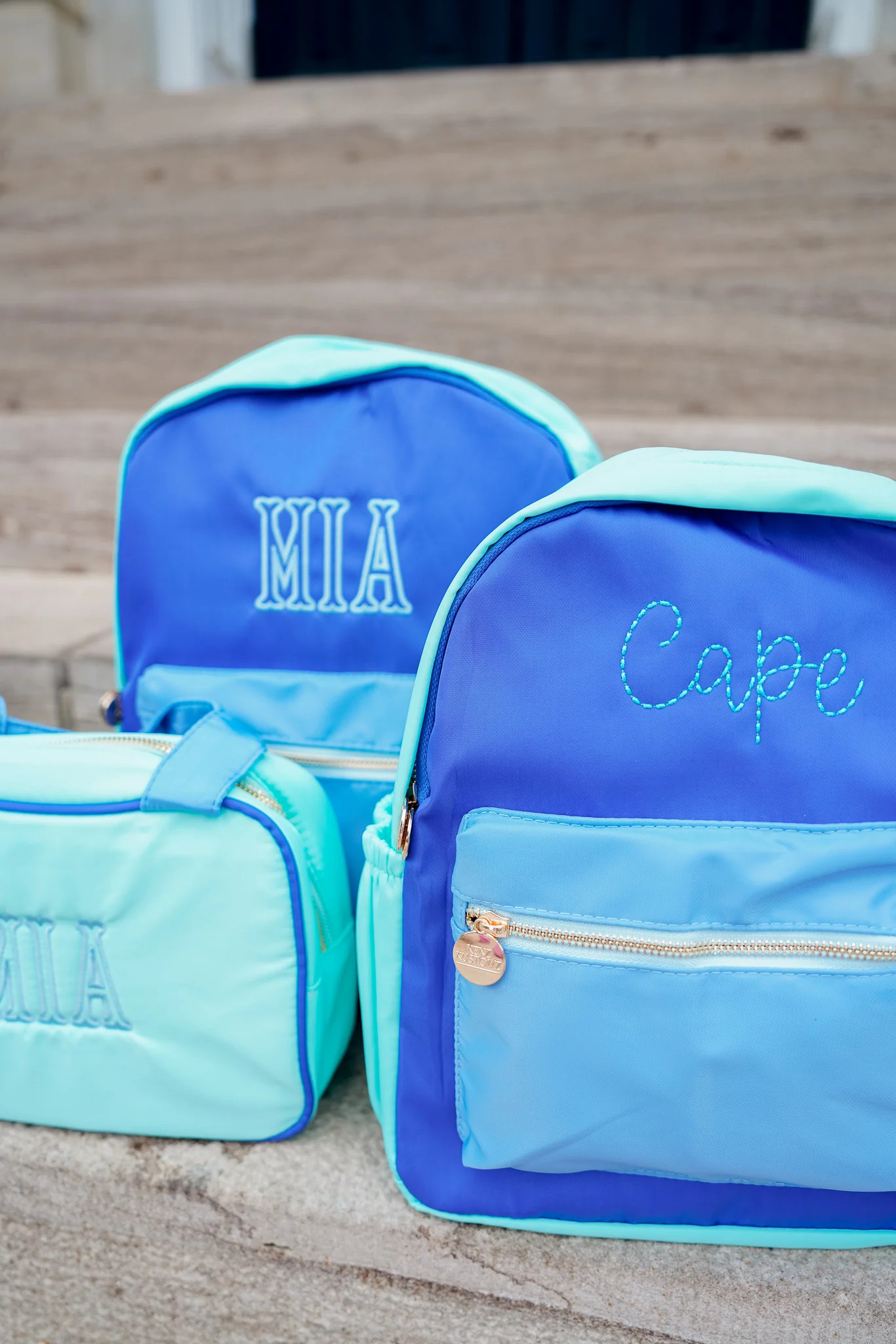 Blue + Teal Colorblock Backpack | KenzKustomz