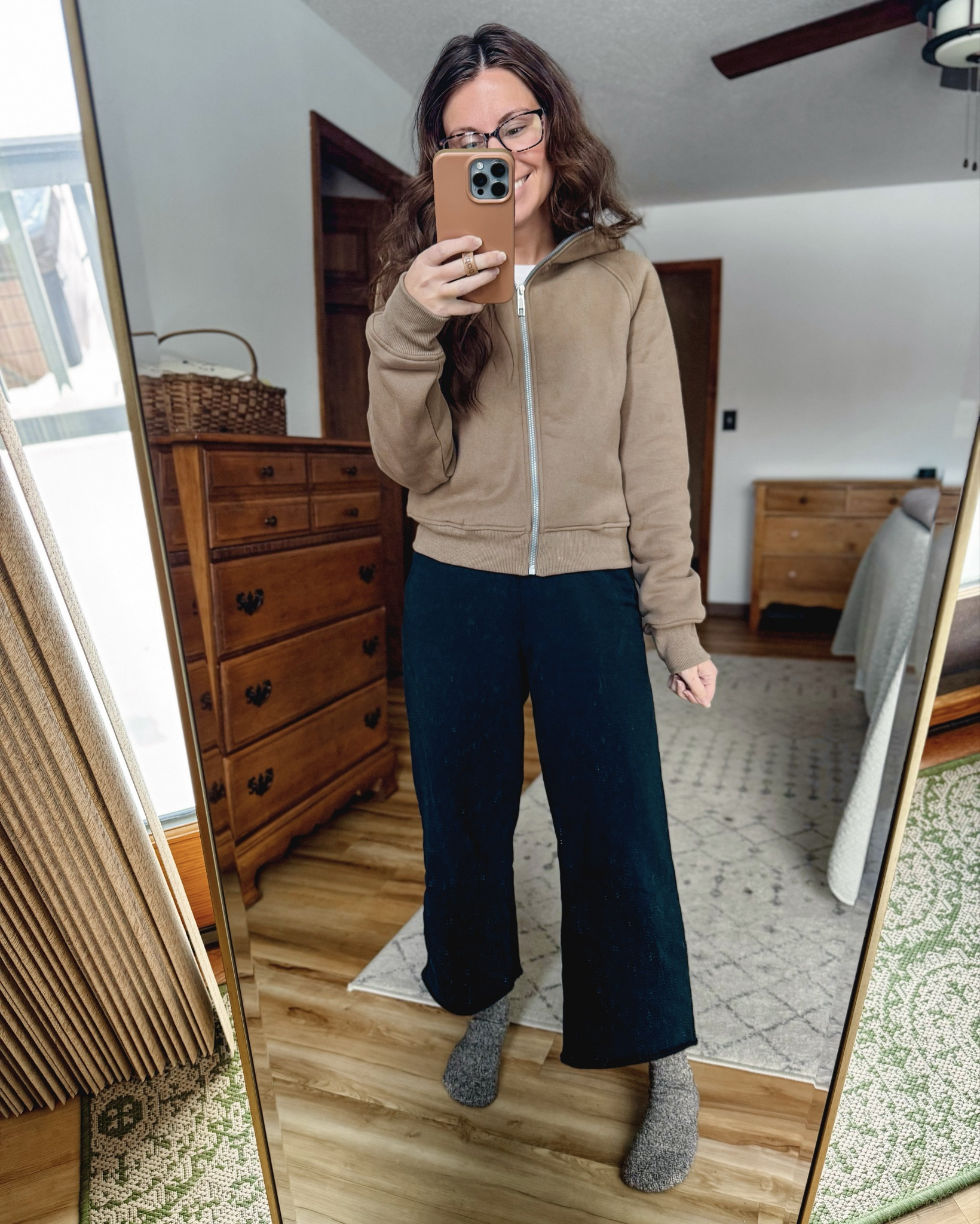 Love these pants—perfect for petites. I’m wearing xs and also linked some similar ones too! My sweatshirt is size small in the coffee color and my long sleeve is size medium. 
Wearing my go-to socks—brown is my favorite color of them!

#LTKFindsUnder50 #LTKPetite #LTKgrwm