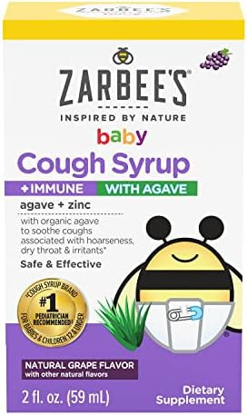 Zarbee's Baby Cough Syrup + Immune with Organic Agave + Zinc, Natural Grape Flavor, 2 Fl Oz | Amazon (US)
