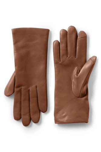 Women's EZ Touch Screen Cashmere Lined Leather Gloves | Lands' End (US)
