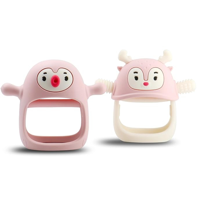 Smily Mia Teething Toys for Babies 0-12 Months, Penguin and Reindeer Baby Gift Set, Chew Toys 3M+... | Amazon (US)