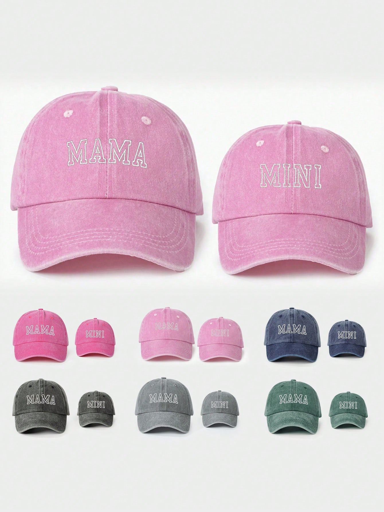 Trends2pcs Embroidered "MAMA + MINI" Matching Parent-Child Baseball Cap, Adjustable & Washable Su... | SHEIN