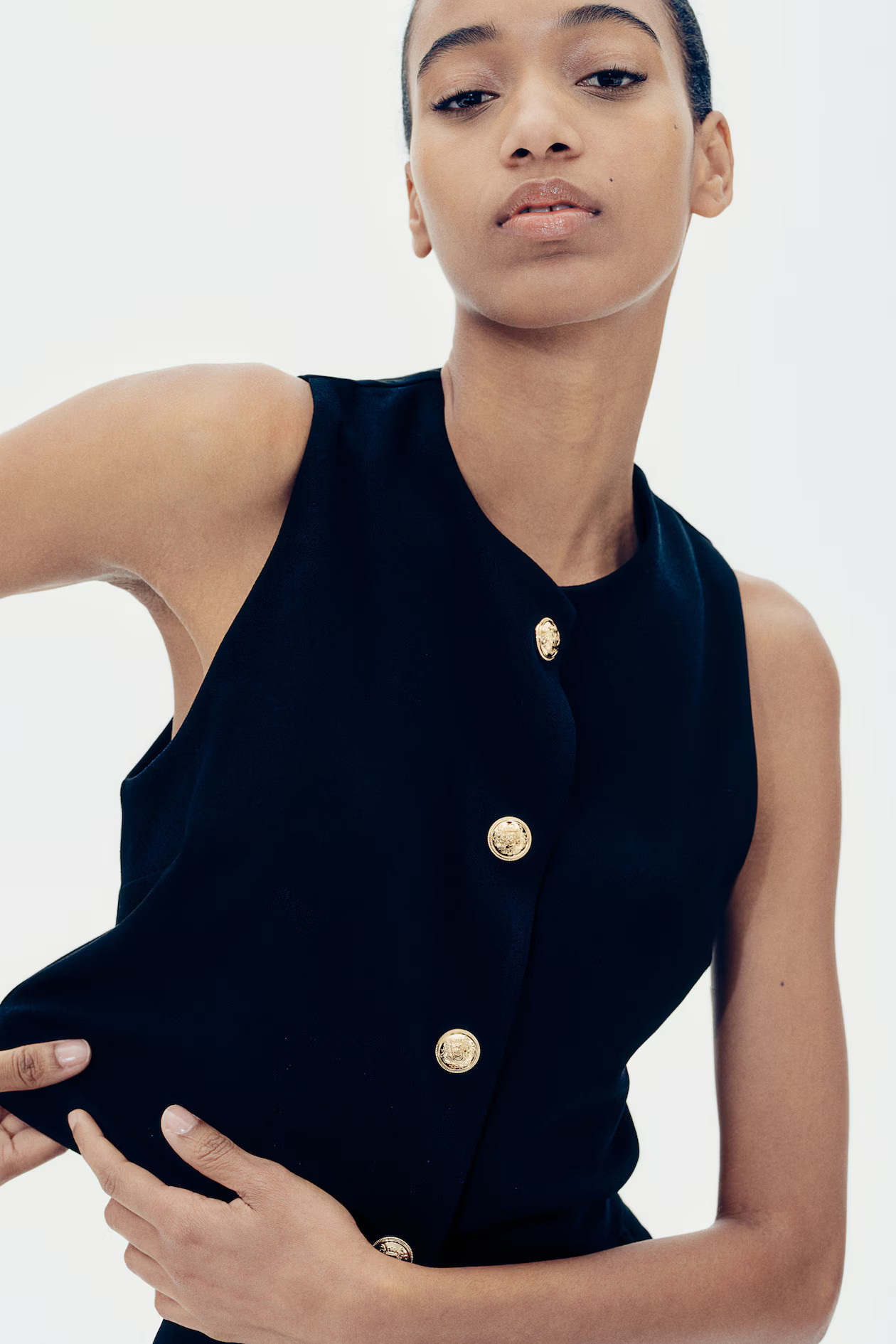 Bouclé jersey waistcoat - Black - Ladies | H&M GB | H&M (UK, MY, IN, SG, PH, TW, HK)