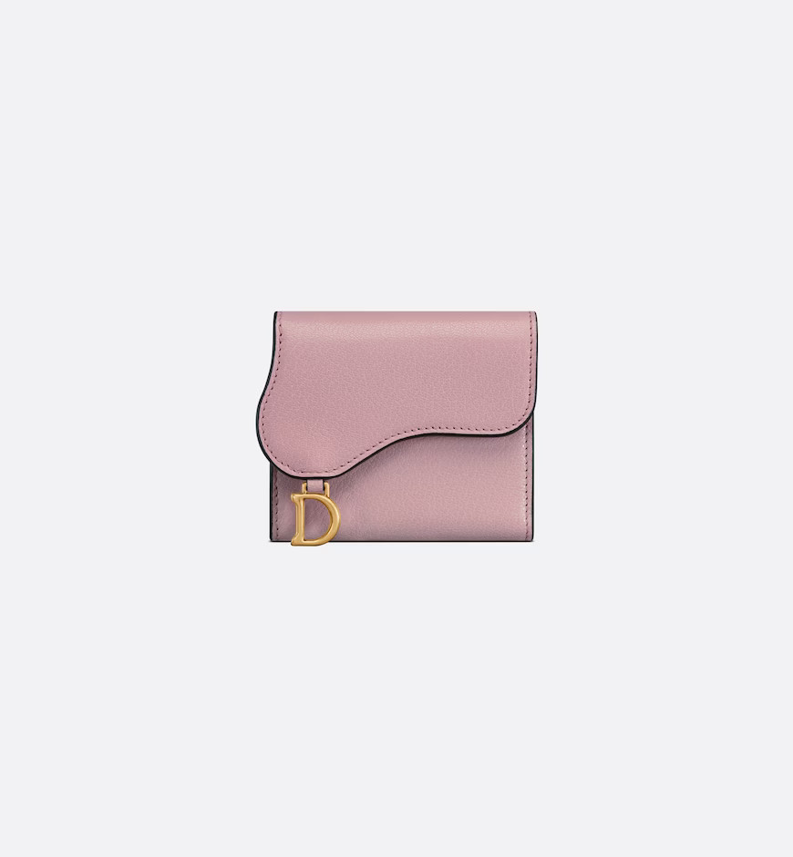 Saddle Lotus Wallet Antique Pink Goatskin | DIOR | Dior Couture