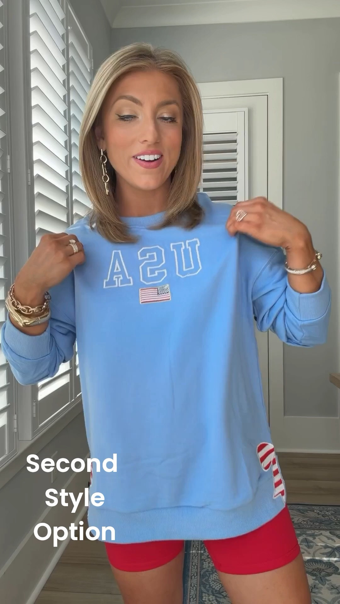 Amazon patriotic finds are SO good this year! ❤️🤍💙 This oversized USA sweatshirt is the perfect throw-on-and-go piece for summer nights, fireworks, beach trips, and all your Fourth of July festivities. Paired with bright red biker shorts for a comfy, casual look that still makes a statement. The floral USA lettering and bow detail make this one extra cute!

#AmazonFashion #AmazonFinds #PatrioticStyle #USASweatshirt #FourthOfJulyOutfit #AmericanaStyle #SummerStyle #BikerShortsOutfit #PatrioticFashion #RedWhiteAndBlue #AmazonDeals #CasualStyle #MomStyle #AffordableFashion #OOTD

#LTKootd #LTKPetite