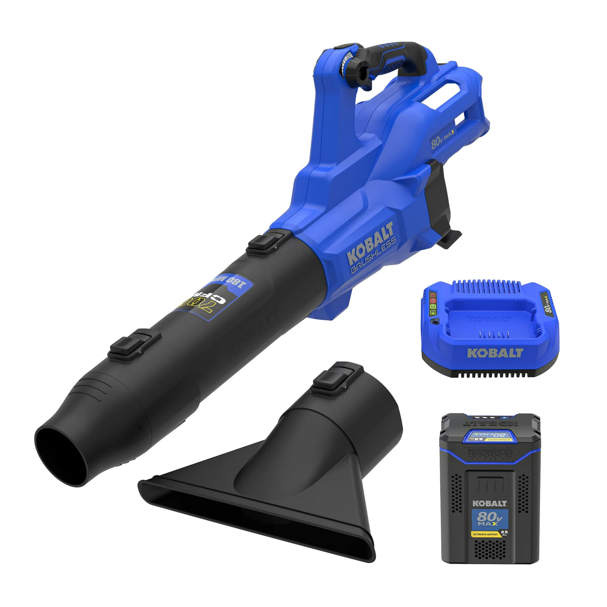 Kobalt 80-volt 700-CFM 180-MPH Battery Handheld Leaf Blower 2.5 Ah Battery Included Charger Included one_size | KHB 2581-06 | Lowe's