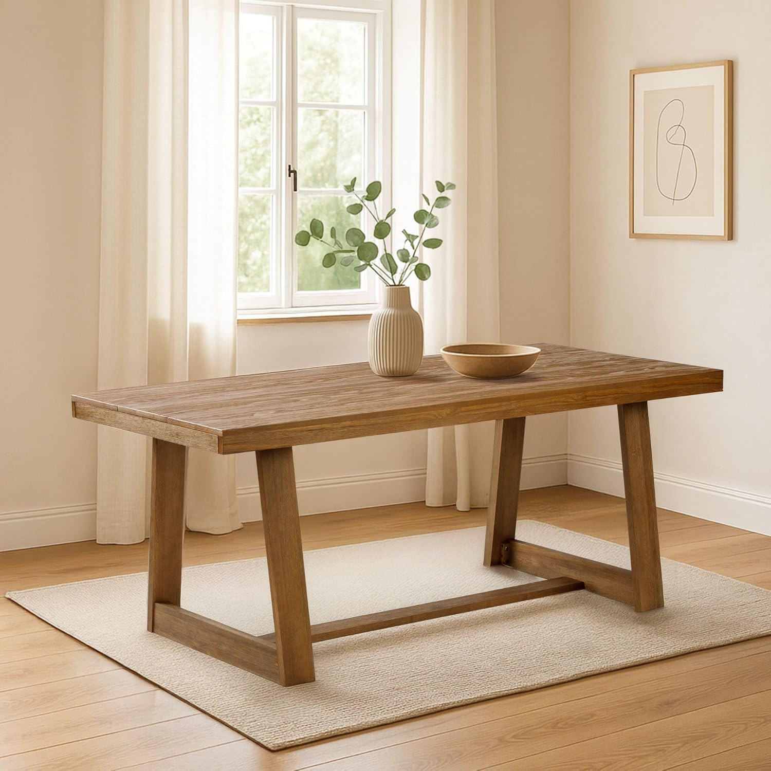 Plank+Beam 72 Inch Farmhouse Dining Table, Solid Wood Rustic Kitchen Table, Large Wooden Rectangu... | Amazon (US)