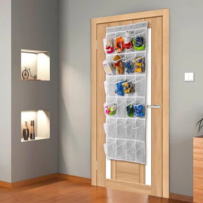 Over The Door 24 Pocket Hanging Shoe Organizer, Space Saving Hanging Storage Holder, Gray | Wayfair North America
