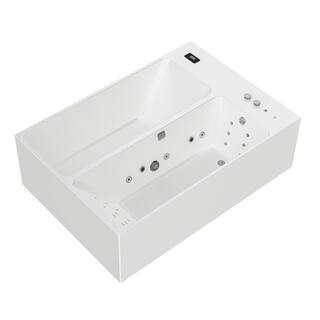 78 in. x 55 in. Dual Zone Cold Plunge, 2-Person, 20 Jets, 110-Volt Whirlpool Tub with Ozone, Thermostat, White | The Home Depot