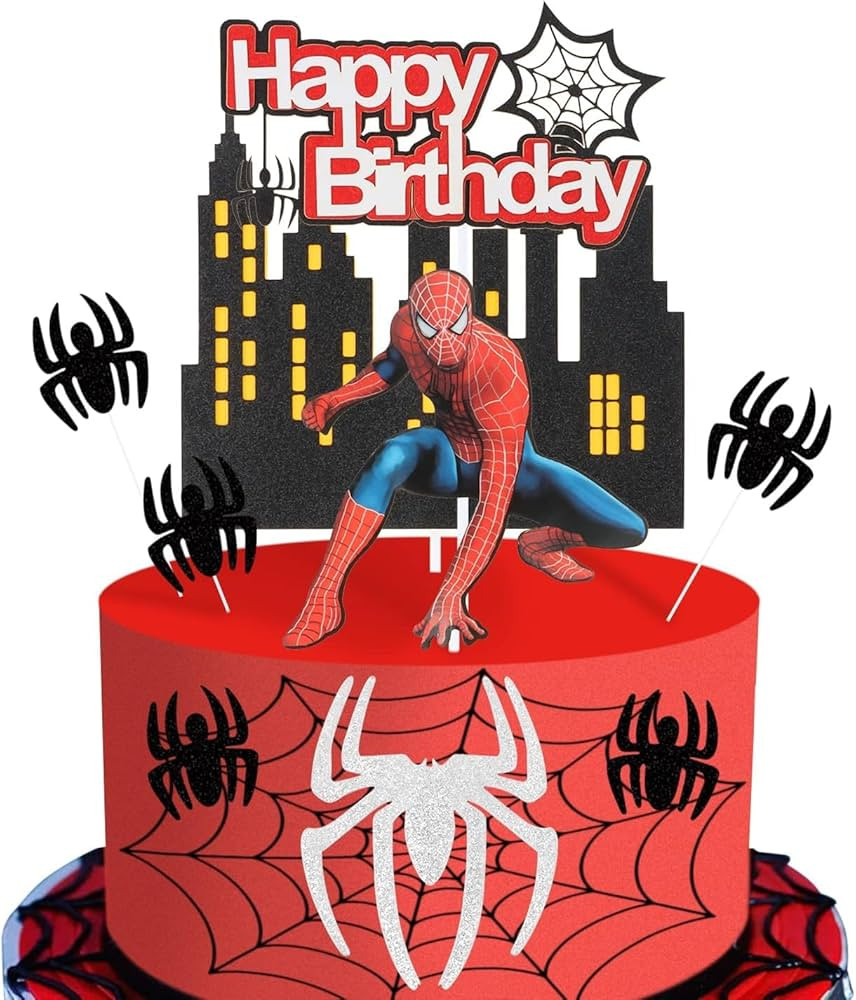 Spiderman Happy Birthday Cake Toppers, Spiderman Cake Toppers, Spiderman Cake Decorations, Superh... | Amazon (US)