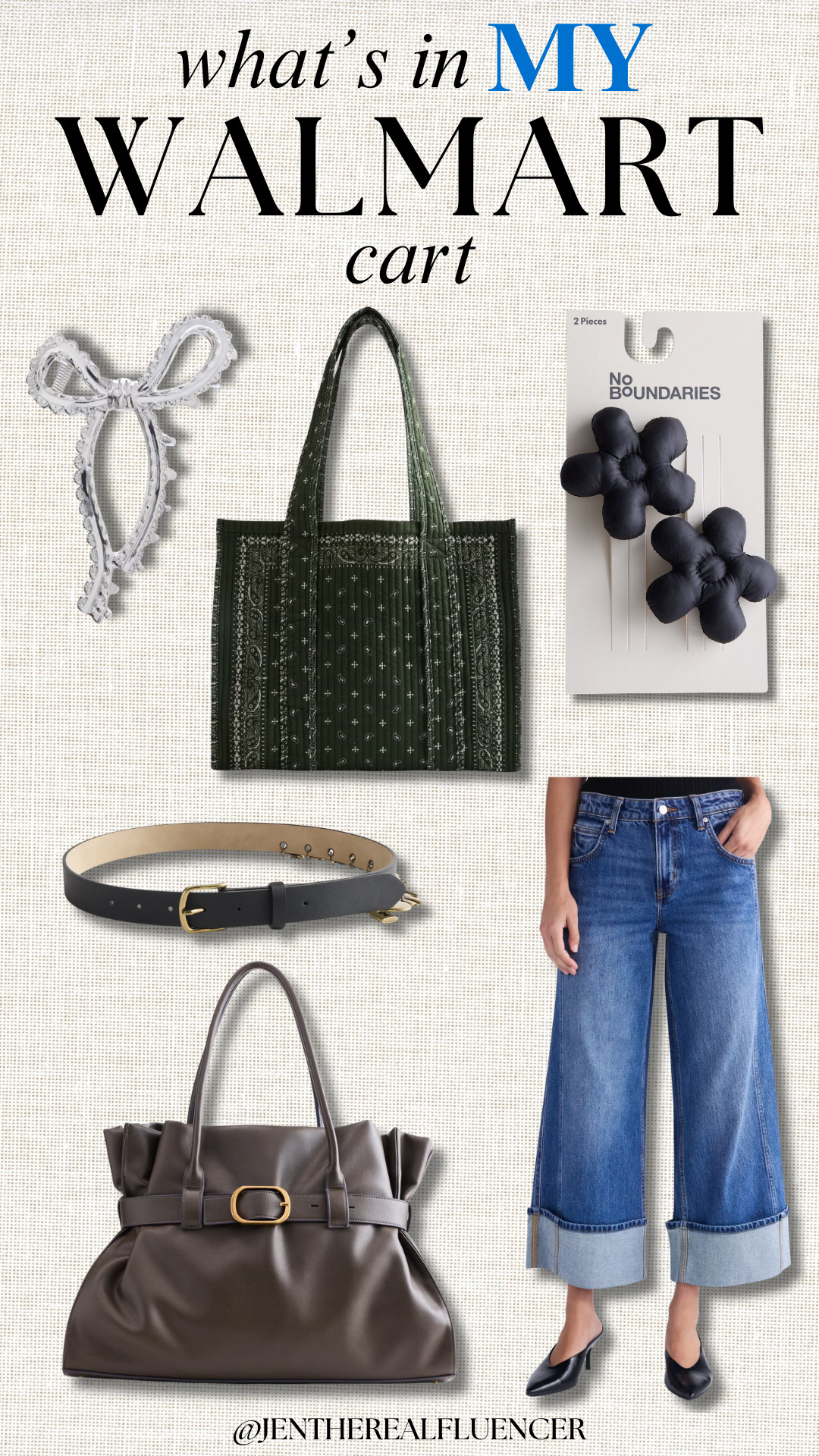 My Current WALMART Top Six!

Metal Bow Claw Clip, Olive Quilted Tote Bag, 2 Pack Black Puffy Flower Hair Clips, Black Charms Belt, Burnt Rosemary Buckle Tote Bag, Scoop Mid-Rise Cuffed Wide Leg Denim in Effie Wash 

 #LTKxWalmart #LTKdayinmylife #LTKMidsize