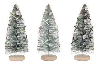 CANVAS Holiday Homecoming Collection Glittering Tabletop Bottlebrush Trees with Bows, 3-pk | Canadian Tire