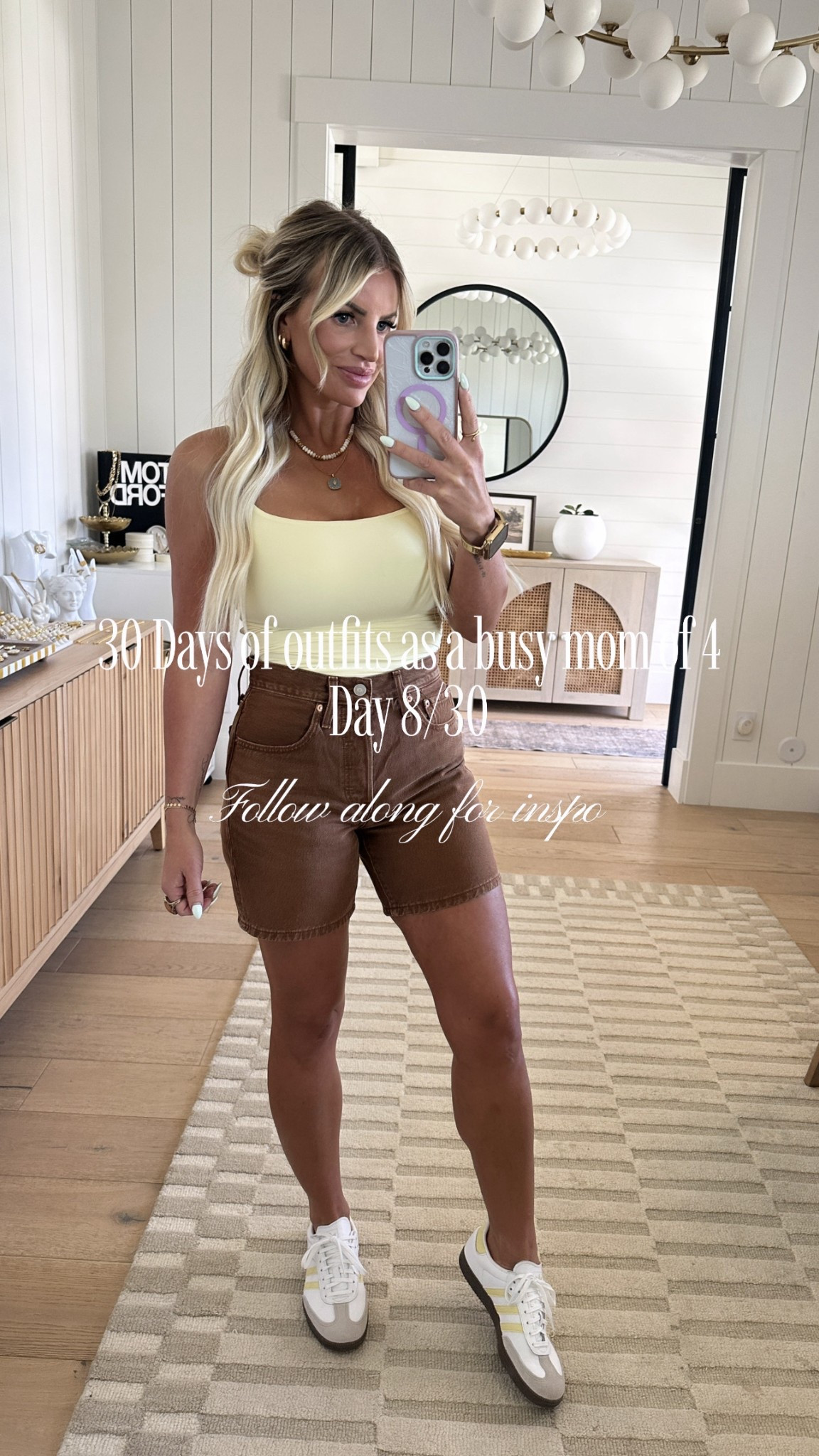 SHORTS!!! I felt like I won the lottery when I found these shorts 😂 they are so dang good! The length, the fit and this color!! Can you even?! 

Wearing size 25 in shorts and small in tank! This tank is my fav I own in so many color! It’s buttery soft and is double lined! 👌🏽💛🤎 

#LTKStyleTip #LTKU #LTKSeasonal