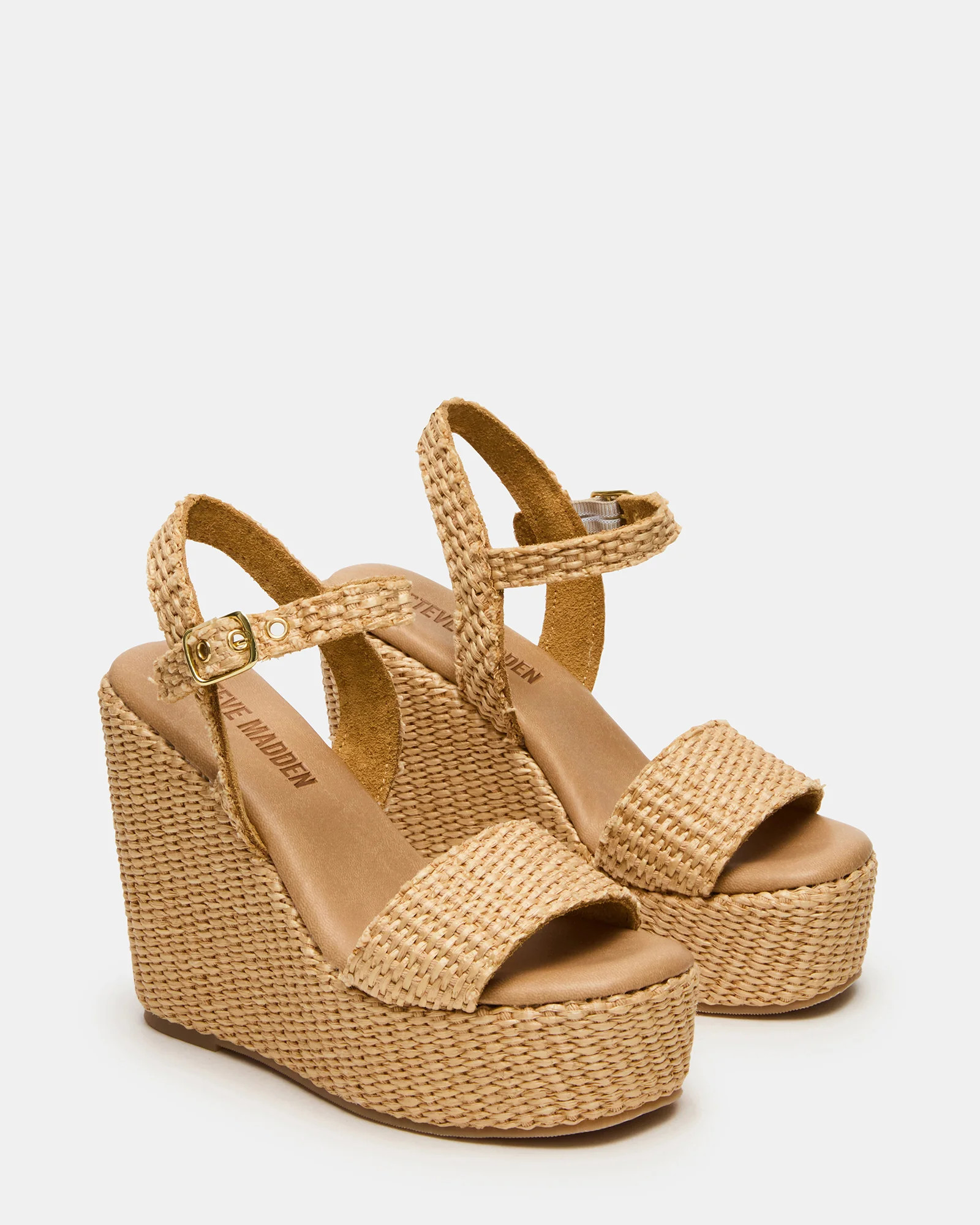 PALM Natural Raffia Platform Wedge Women's Sandal | Steve Madden (US)