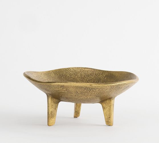 Rustic Brass Decorative Footed Bowl | Pottery Barn (US)