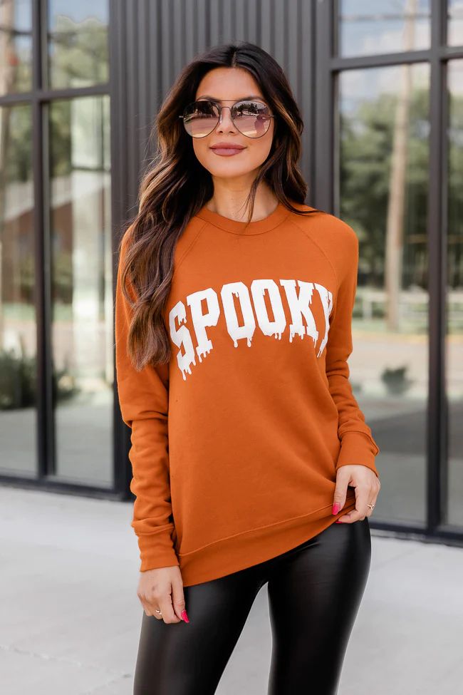 Spooky Varsity Burnt Orange Graphic Sweatshirt | The Pink Lily Boutique
