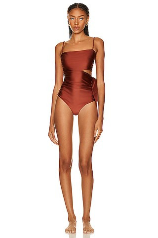Johanna Ortiz Ocean Revelation One Piece Swimsuit in Terracotta | FWRD | FWRD 