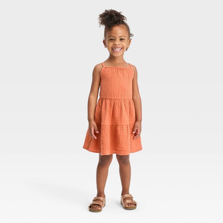 Toddler Girls' Gauze Dress - Cat & Jack™ Orange | Target