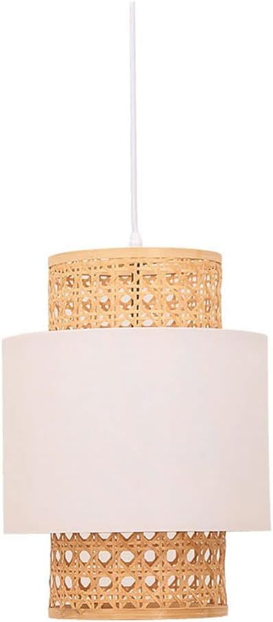 OnlyZoo Creative Woven Rattan Hanging Lamp, Wicker Woven Drop Light, New Chinese Linen Rattan Pen... | Amazon (US)