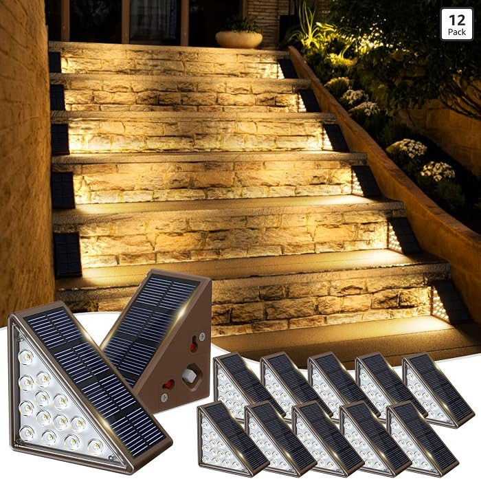 JOFIOS Solar Step Lights for Outside, 12pack Solar Stair Lights Outdoor Waterproof IP67, Deck Ste... | Amazon (US)
