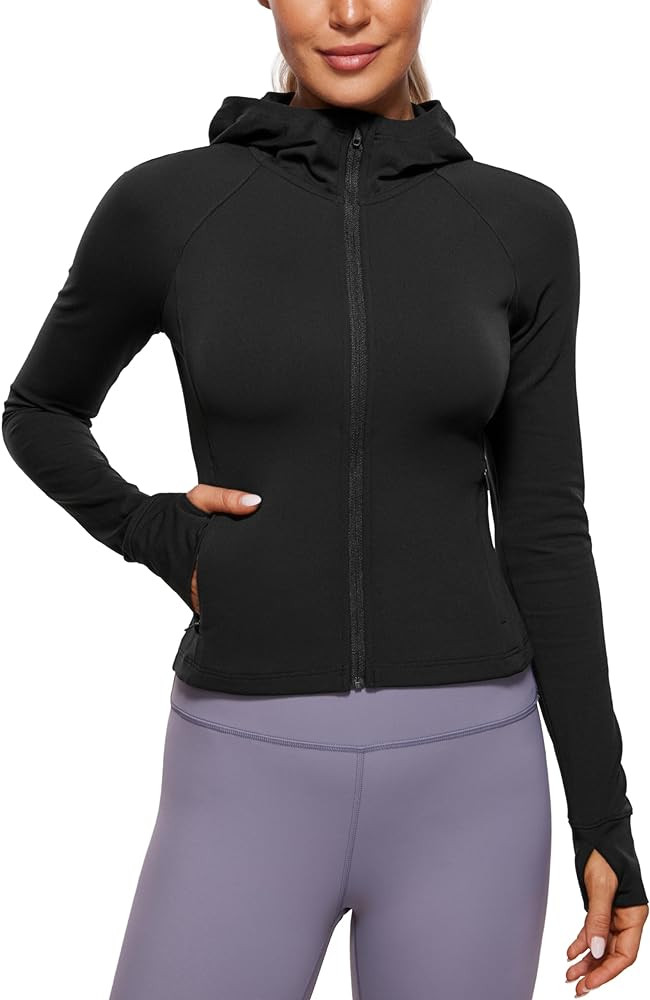 CRZ YOGA Womens Butterluxe Full Zip Workout Hoodie Jackets Slim Fit Hooded Athletic Yoga Jacket w... | Amazon (US)