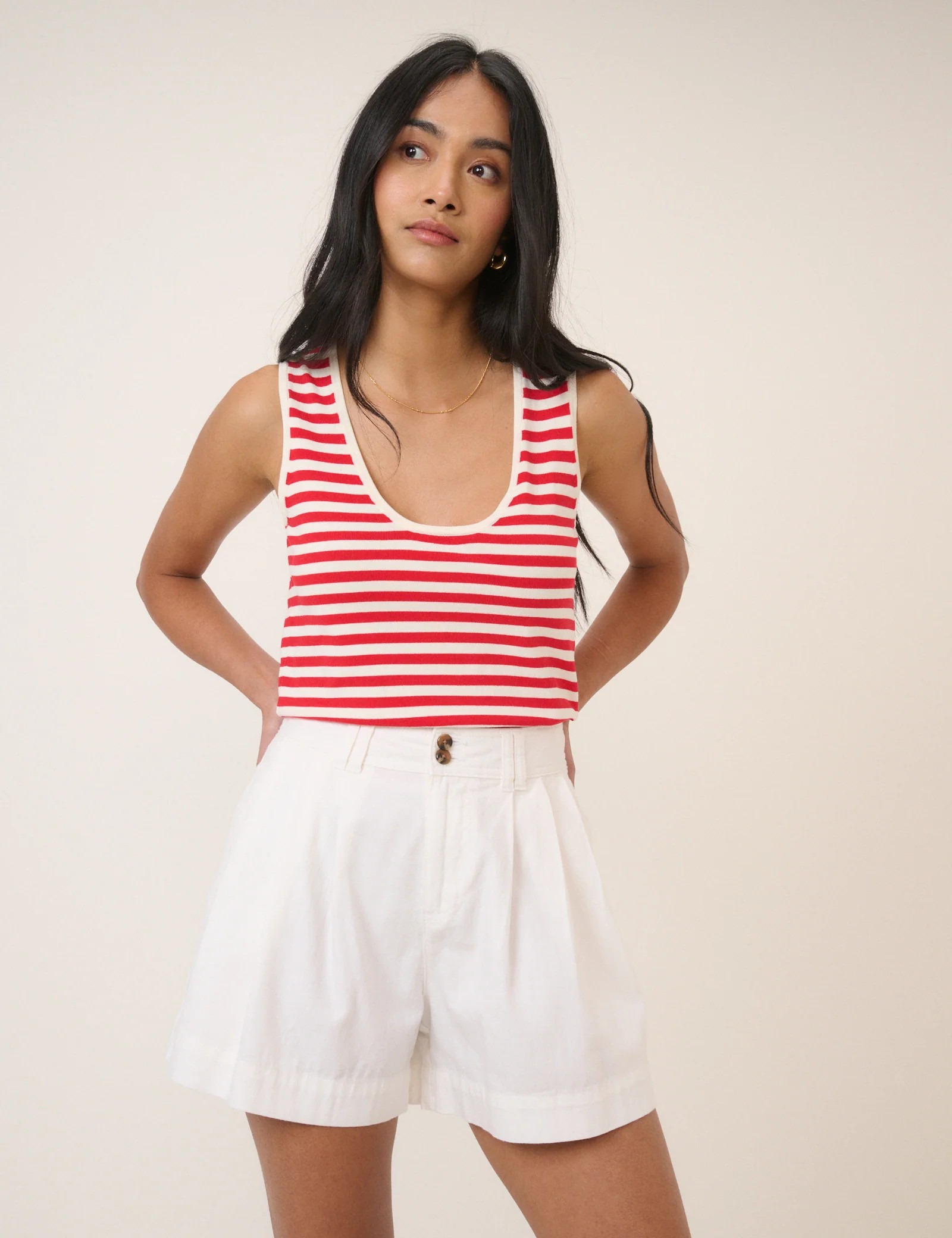 White Pleated High Waisted Shorts | Nobody's Child