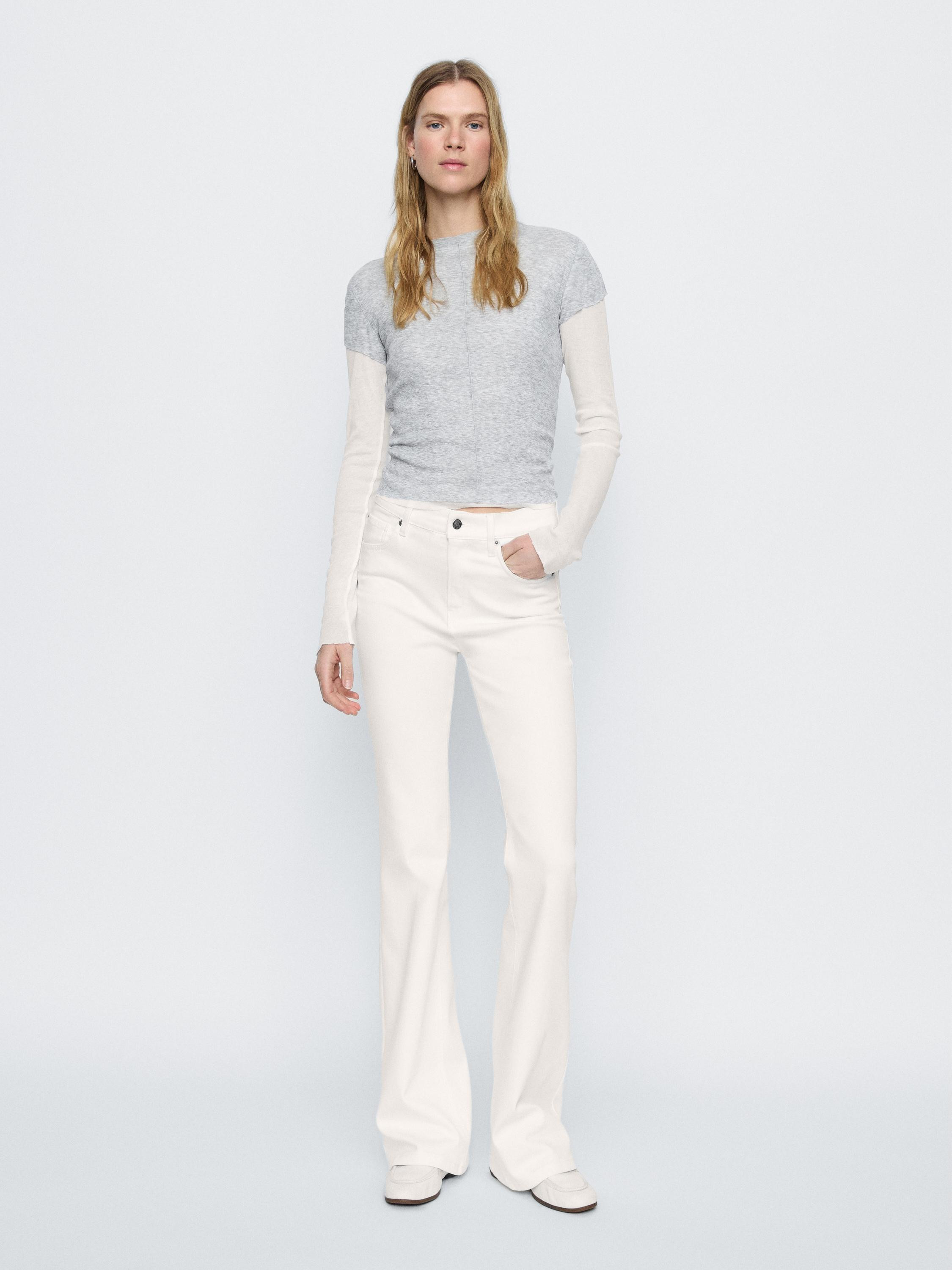 High-waist skinny flared jeans | Massimo Dutti US