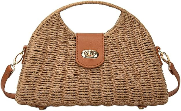 Straw Crossbody Bag for Women Hand Woven Rattan Beach Handbag Top Handle Shoulder Bags Purse for ... | Amazon (US)