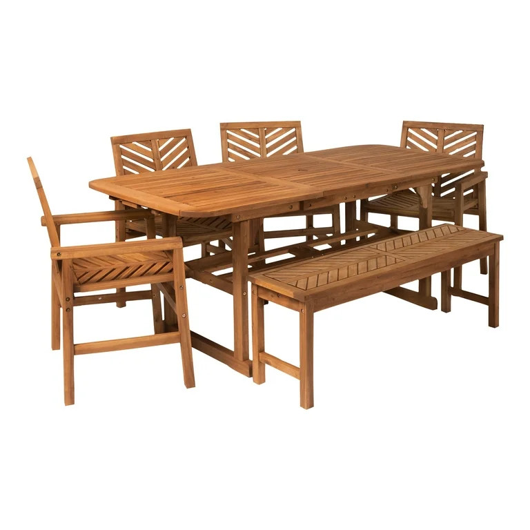 Manor Park 6-Piece Extendable Outdoor Patio Dining Set - Brown | Walmart (US)