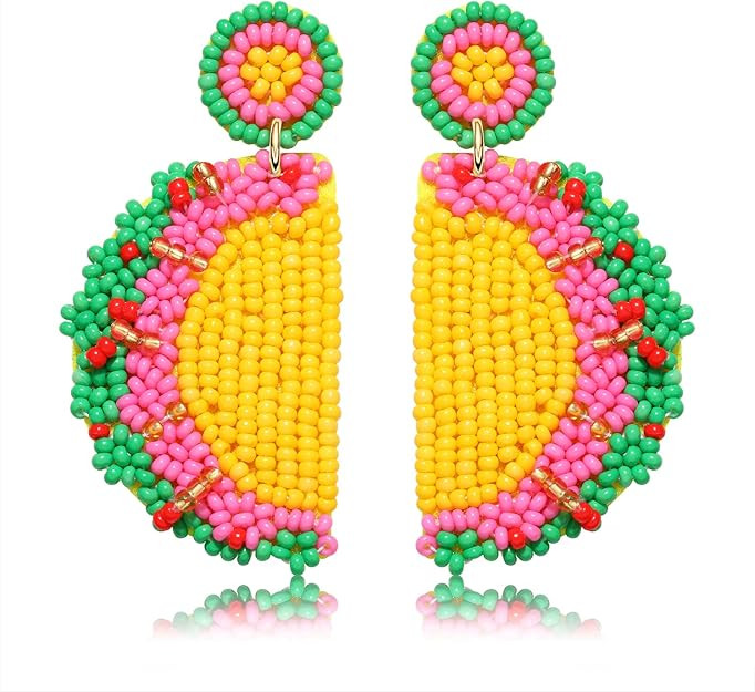 BVGA Mexican De Mayo Beaded Earrings Dangling Fiesta Festive Taco Avocado Dress Cactus with Sombr... | Amazon (US)