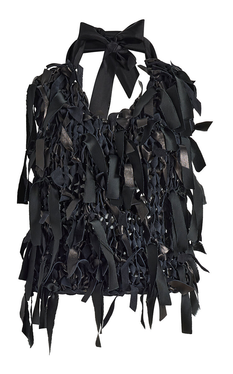 Tevis Fringed Plonge Leather Halter Top | Moda Operandi (Global)