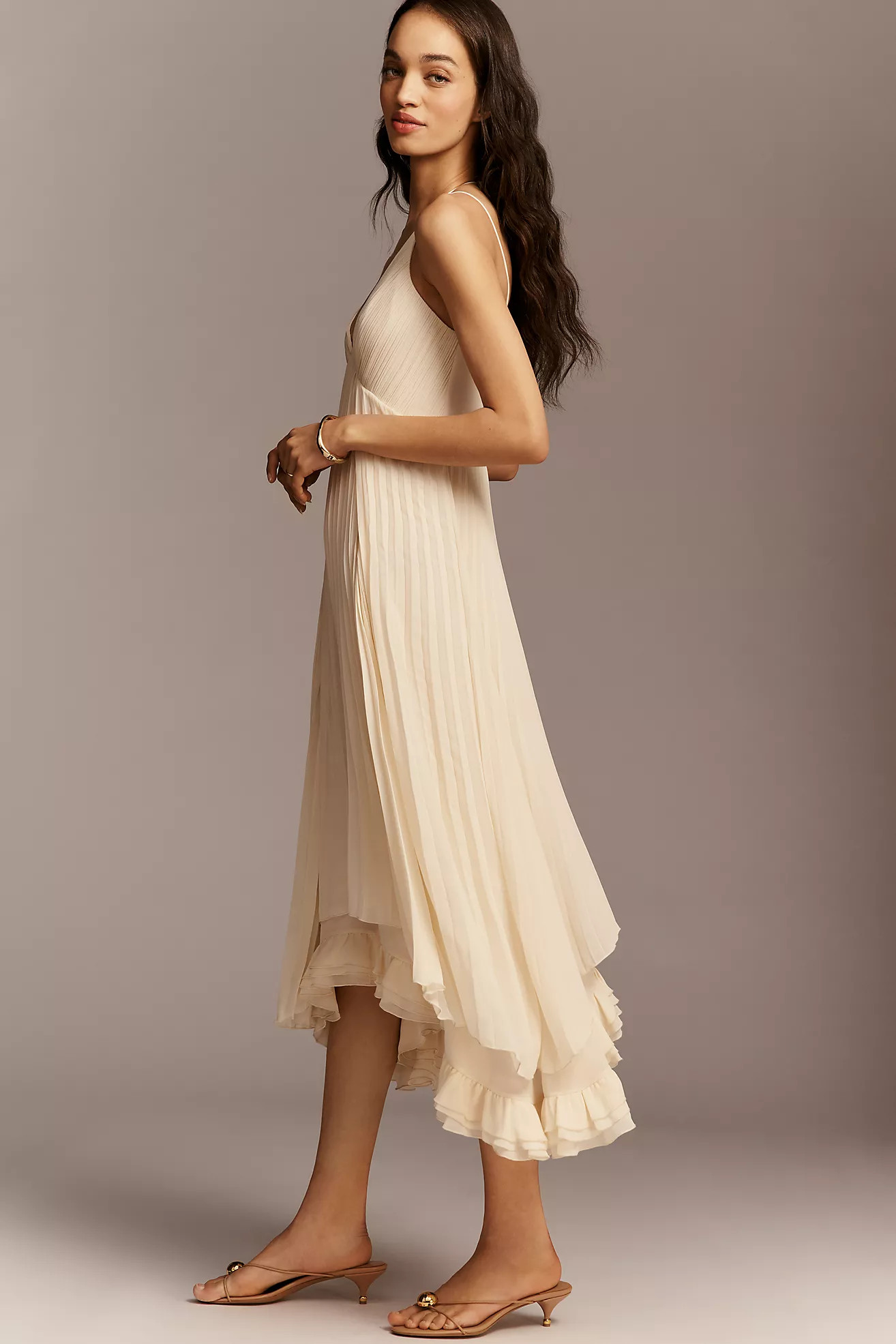 Mare Mare V-Neck Layered Pleated Midi Dress | Anthropologie (US)