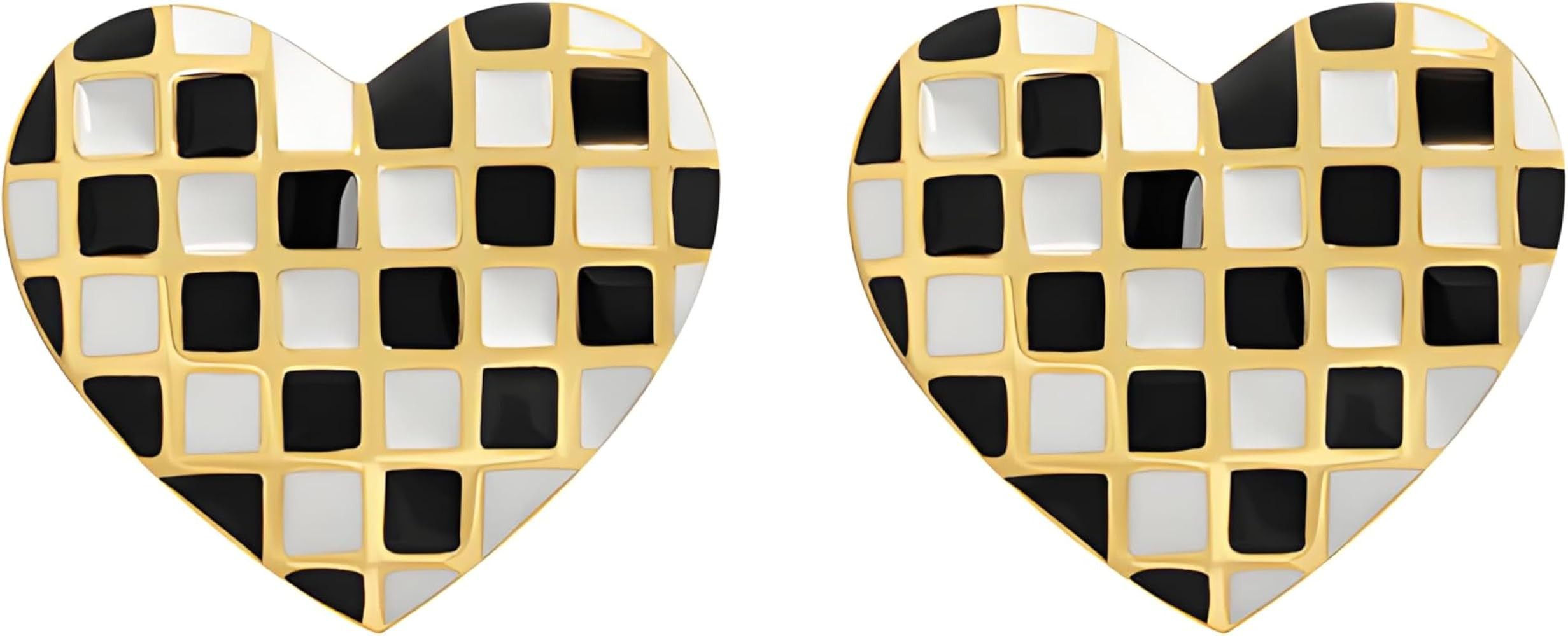 ONLYJUMP Chic Checker Small Hoop Cartilage Earrings for Women Black and white checkerboard Heart ... | Amazon (US)