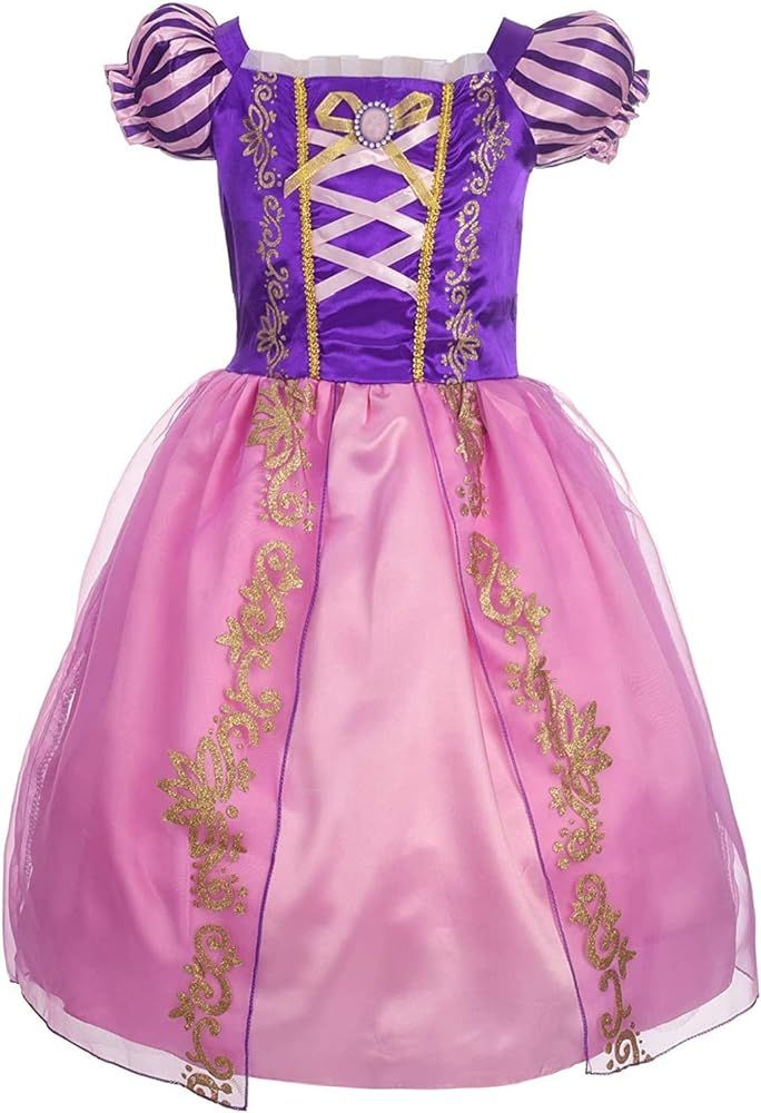 Rapunzel Princess Dress Girls Cosplay Costume Kids Floral Puffy Dresses for Summer Pageant Fancy ... | Amazon (US)