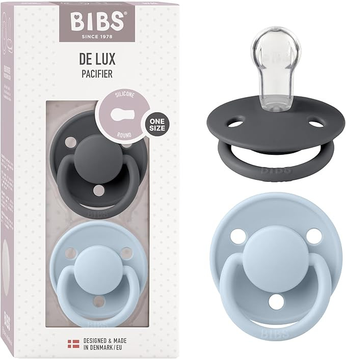BIBS De Lux Baby Pacifier 2-Pack | Made in Denmark | BPA Free Dummy Soother, Round Nipple. Silico... | Amazon (CA)