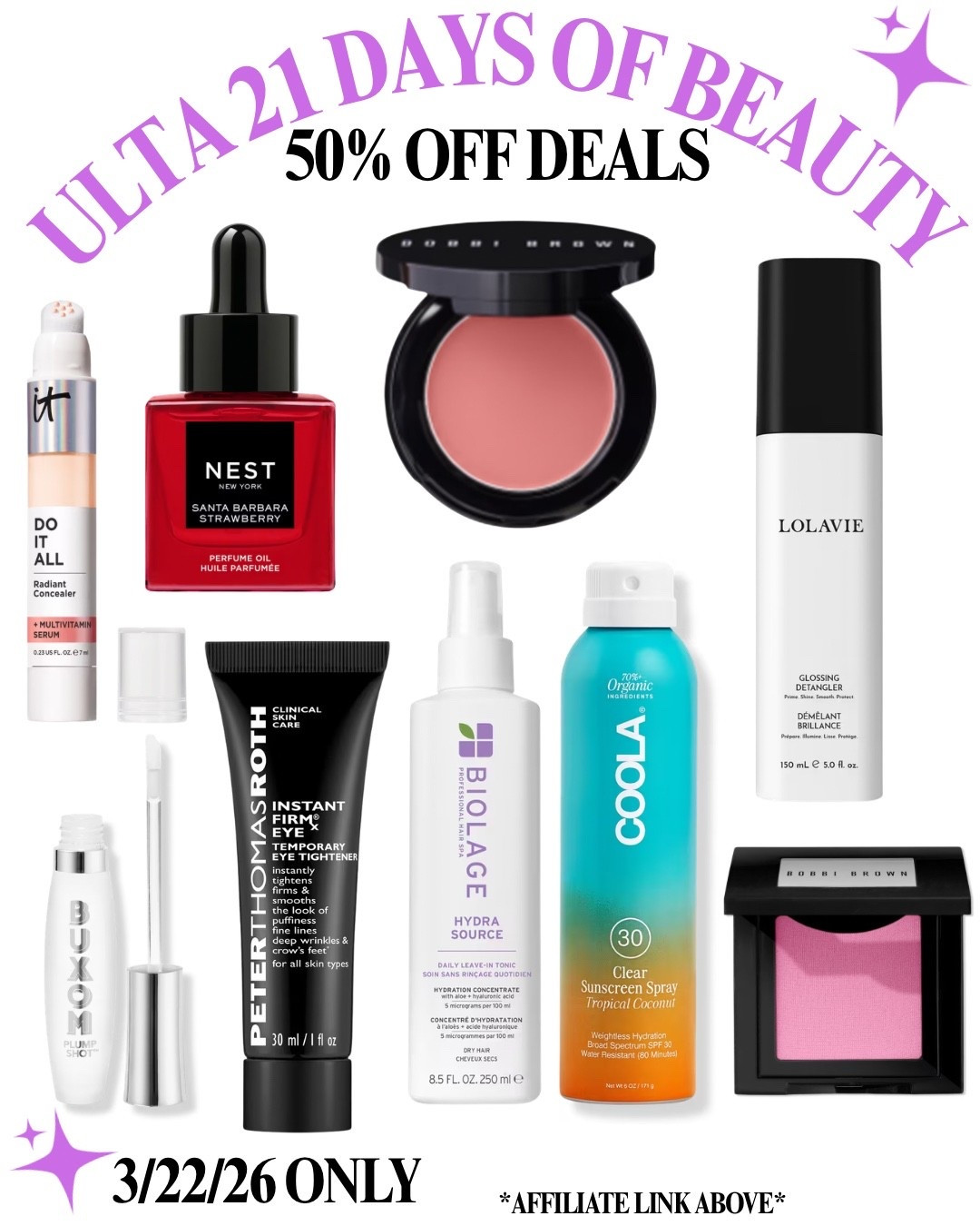 Ulta beauty deals 50% off 

#LTKSaleAlert #LTKBeauty