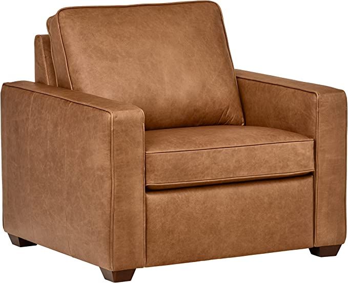 Amazon Brand – Rivet Andrews Contemporary Top-Grain Leather Chair, 40"W, Cognac | Amazon (US)