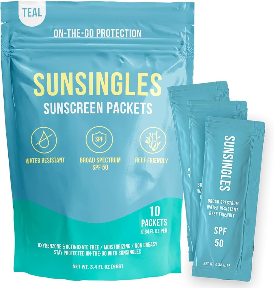 SunSingles Travel Size Sunscreen 10 Pack, Water/Sweat Resistant, SPF 50, PABA Free Mini Sunscreen... | Amazon (US)
