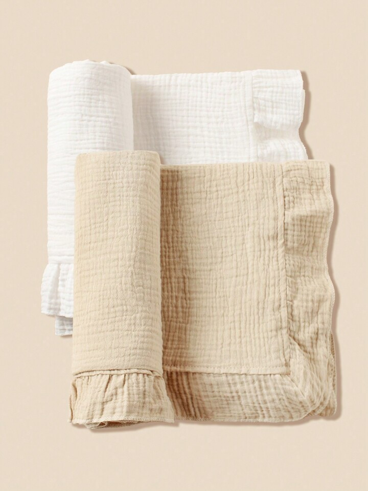 1pc Baby Soft Breathable Gauze Ruffled Blanket, Suitable For Newborns As Swaddling Blanket, Strol... | SHEIN