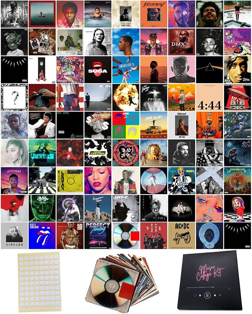 80 Print Album Covers | Unique Square Printed Photos 4x4 | Album Cover Posters Collage Kit | Musi... | Amazon (US)