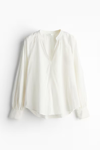 H & M - Balloon-sleeved blouse - White | H&M (UK, MY, IN, SG, PH, TW, HK)