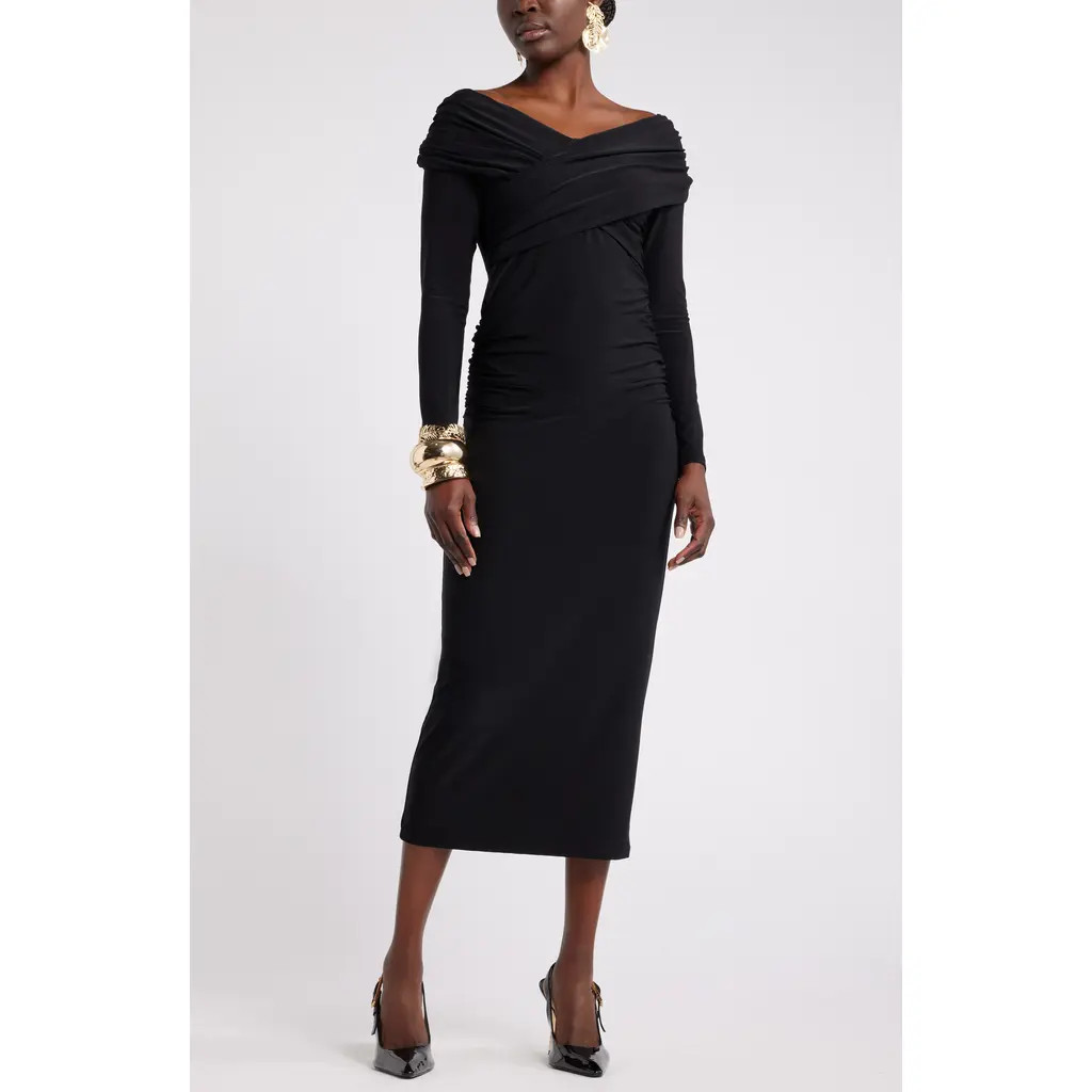 Nordstrom x Harlem's Fashion Row Megan Renee Off the Shoulder Long Sleeve Dress in Black at Nordstrom, Size X-Small | Nordstrom