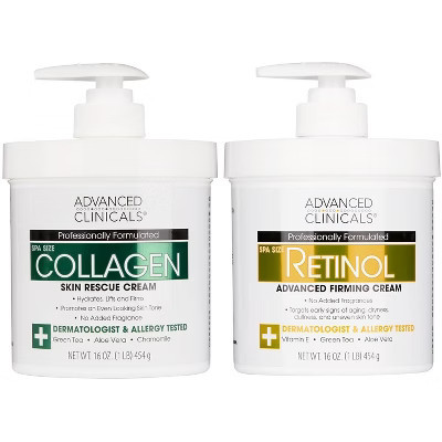 Advanced Clinicals Retinol Body Cream & Collagen Body Lotion Skin Care Set. Anti-Aging Body & Face Moisturizing Creams. Two - 16 Oz | Target