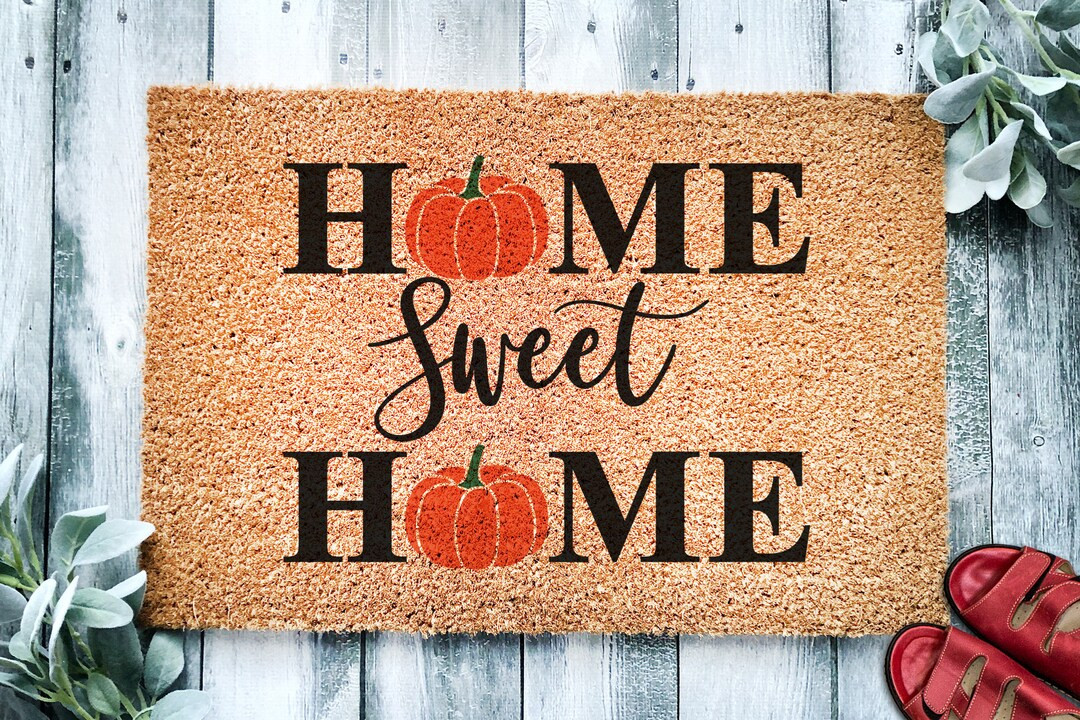 Home Sweet Home Pumpkin Door Mat  Pumpkin Rustic Fall Doormat - Etsy | Etsy (US)