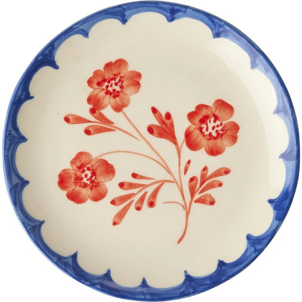 Ceramic Cake Plate With Hand-Painted Vintage Flower, Cream | Maisonette