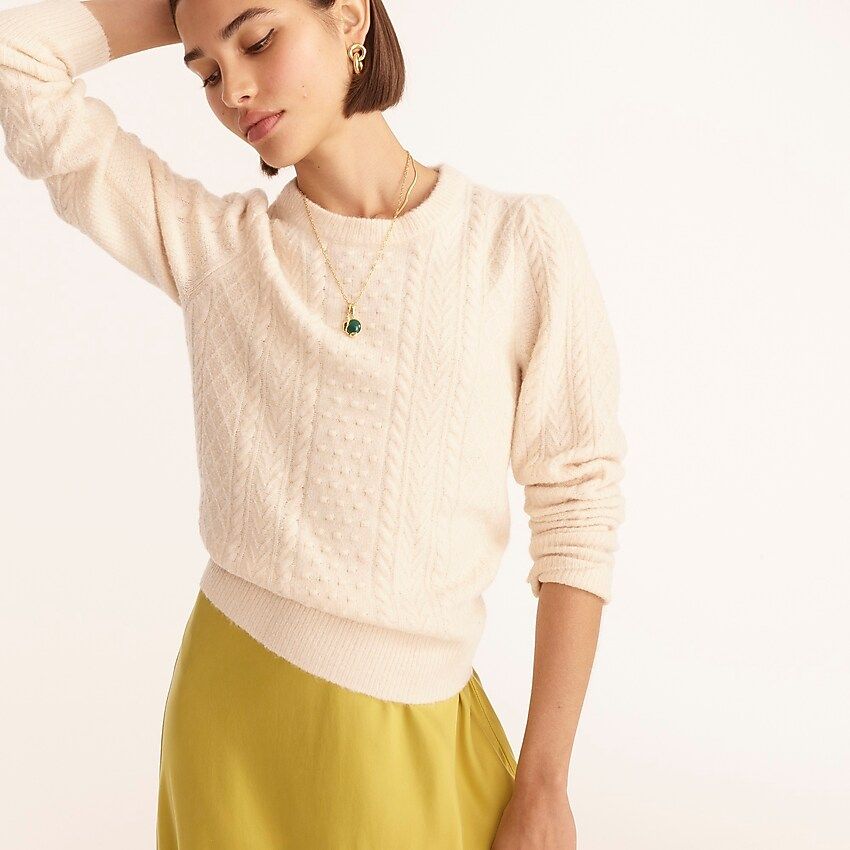 Stretch wool cable-knit crewneck sweater | J.Crew US